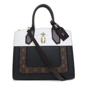 City Steamer MM Monogram Black White Brown Trompe l'oeil 2WAY Shoulder Handbag